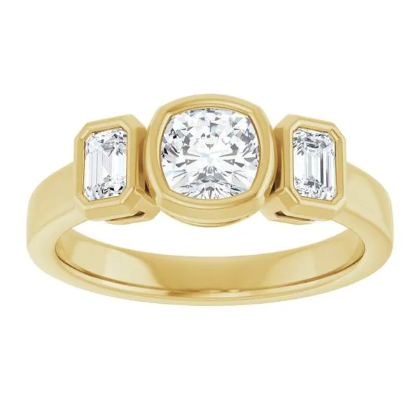 Bezel-Set Three-Stone Engagement Ring Image 3 Futer Bros Jewelers York, PA