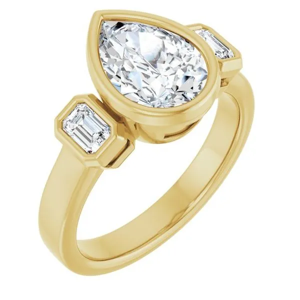 Bezel-Set Three-Stone Engagement Ring Stuart Benjamin & Co. Jewelry Designs San Diego, CA