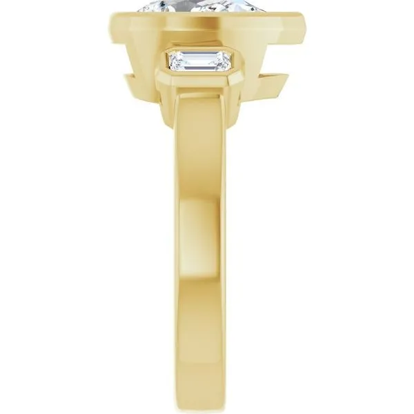 Bezel-Set Three-Stone Engagement Ring Image 4 Clater Jewelers Louisville, KY