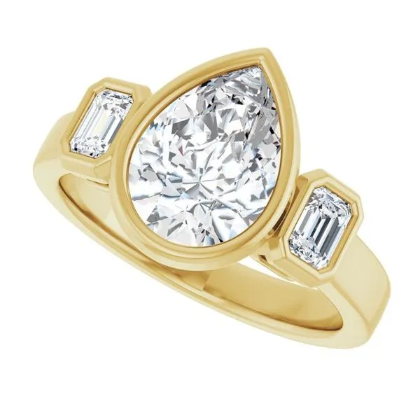 Bezel-Set Three-Stone Engagement Ring Image 5 Shipley's Fine Jewelry Hampstead, MD