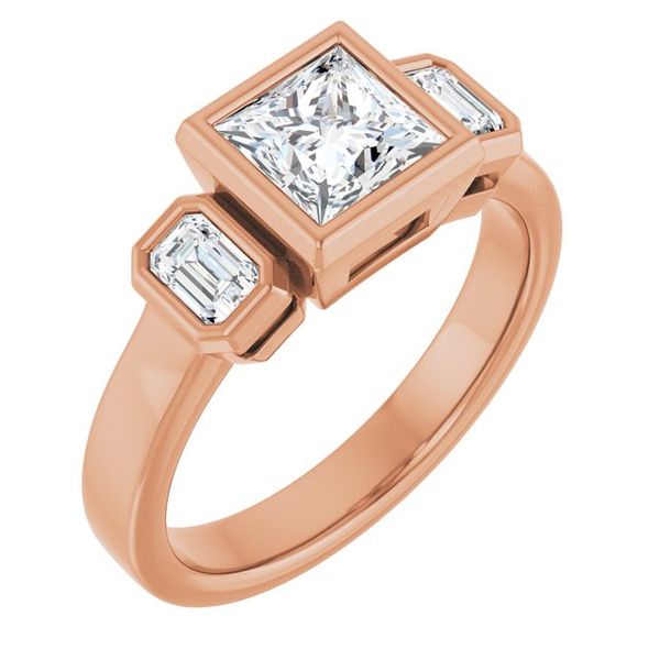 Bezel-Set Three-Stone Engagement Ring