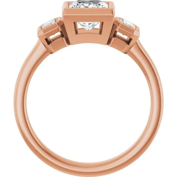 Bezel-Set Three-Stone Engagement Ring Image 2 Hudson Valley Goldsmith New Paltz, NY