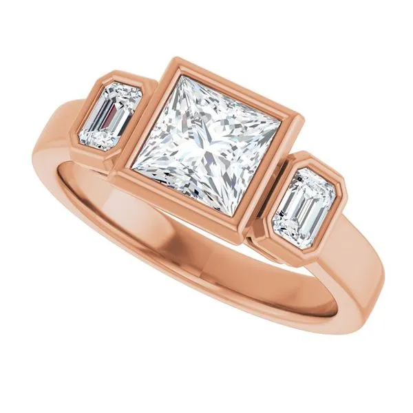 Bezel-Set Three-Stone Engagement Ring Image 5 Shipley's Fine Jewelry Hampstead, MD