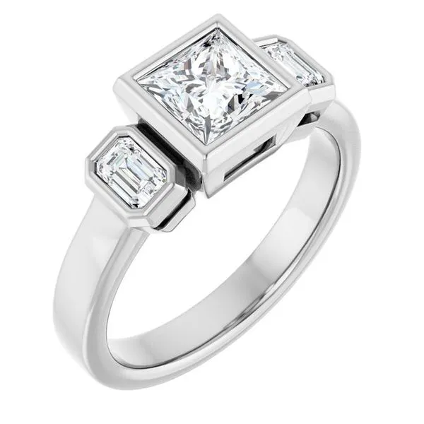 Bezel-Set Three-Stone Engagement Ring Northwood Jewelers Northwood, OH