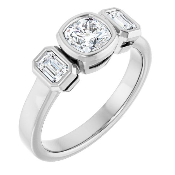 Bezel-Set Three-Stone Engagement Ring