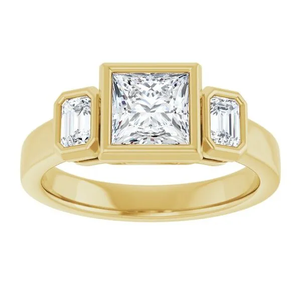 Bezel-Set Three-Stone Engagement Ring Image 3 Jimmy Smith Jewelers Decatur, AL