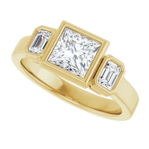 Bezel-Set Three-Stone Engagement Ring Image 5 Austin's Fine Diamonds & Jewelry Lyndhurst, NJ