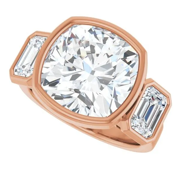 Bezel-Set Three-Stone Engagement Ring Image 5 Hudson Valley Goldsmith New Paltz, NY