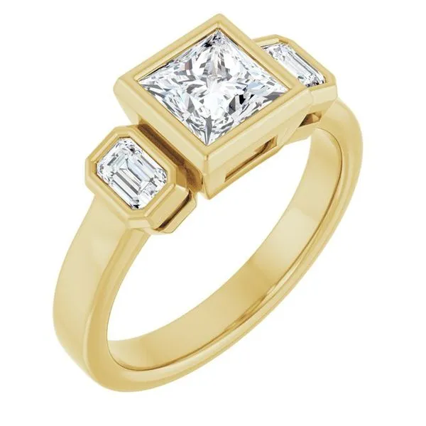 Bezel-Set Three-Stone Engagement Ring Northwood Jewelers Northwood, OH