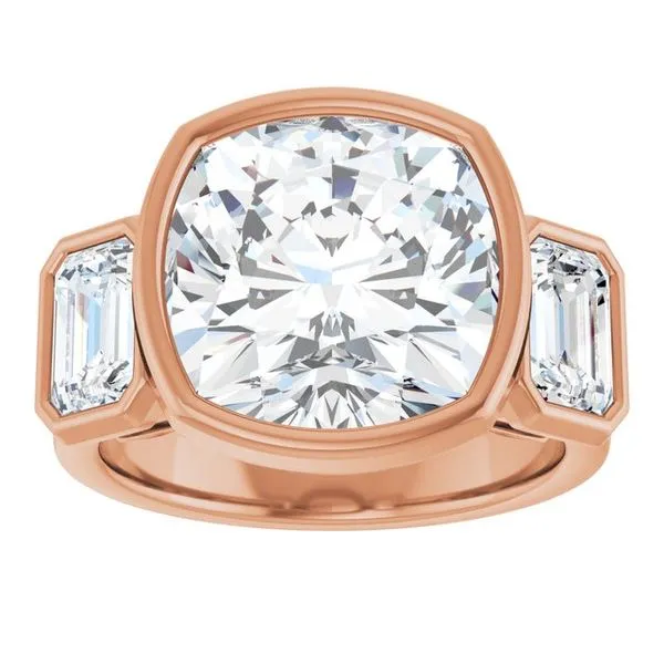 Bezel-Set Three-Stone Engagement Ring Image 3 Vulcan's Forge LLC KANSAS CITY, MO