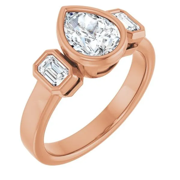 Bezel-Set Three-Stone Engagement Ring The Jewelry Source El Segundo, CA