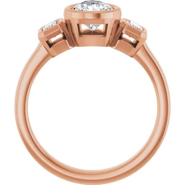 Bezel-Set Three-Stone Engagement Ring Image 2 JF Jones Jewelers Rochester, NY