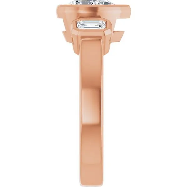 Bezel-Set Three-Stone Engagement Ring Image 4 The Jewelry Source El Segundo, CA