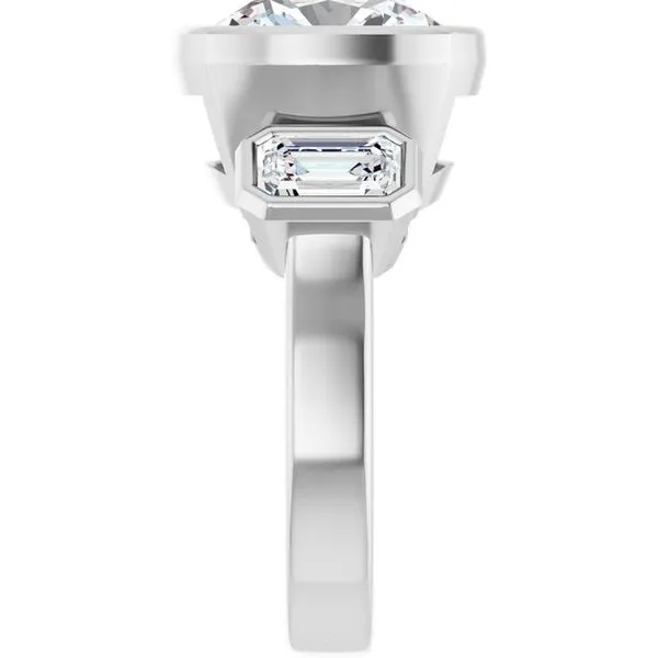 Bezel-Set Three-Stone Engagement Ring Image 4 JF Jones Jewelers Rochester, NY