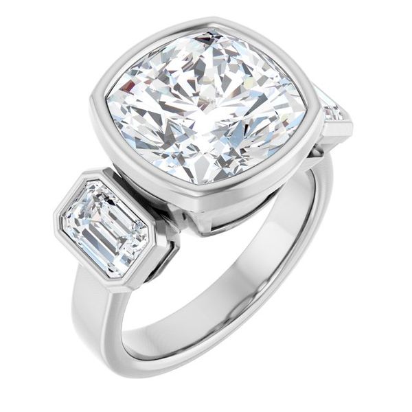 Bezel-Set Three-Stone Engagement Ring