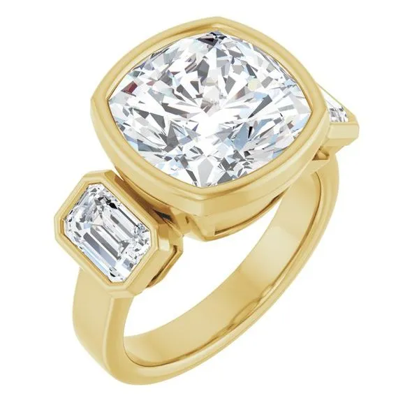 Bezel-Set Three-Stone Engagement Ring Stuart Benjamin & Co. Jewelry Designs San Diego, CA