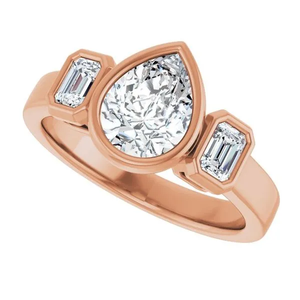 Bezel-Set Three-Stone Engagement Ring Image 5 Futer Bros Jewelers York, PA