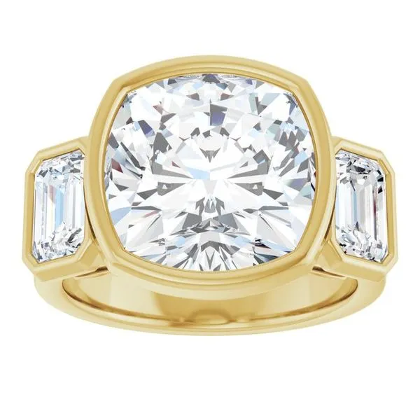 Bezel-Set Three-Stone Engagement Ring Image 3 Clater Jewelers Louisville, KY