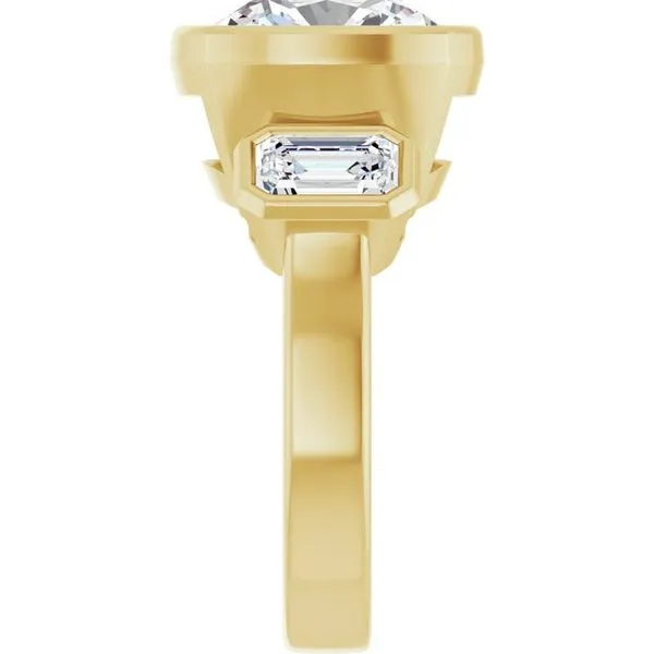 Bezel-Set Three-Stone Engagement Ring Image 4 Clater Jewelers Louisville, KY