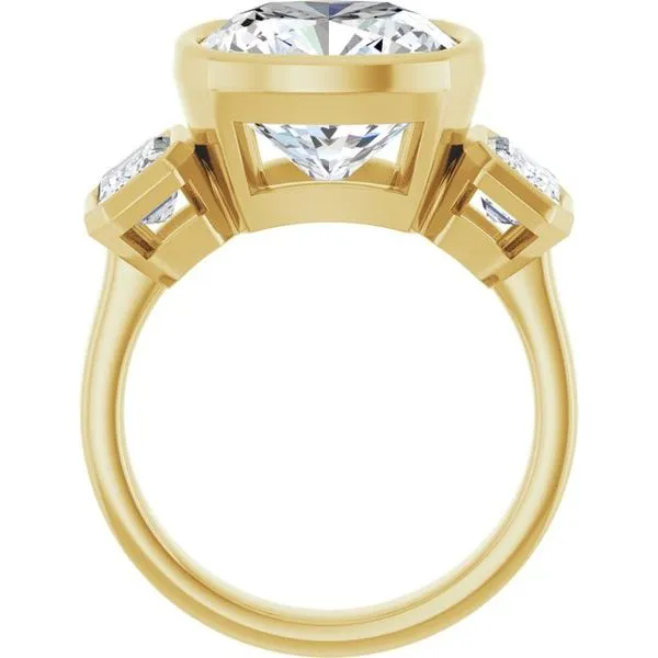 Bezel-Set Three-Stone Engagement Ring Image 2 Collard Jewelers League City, TX