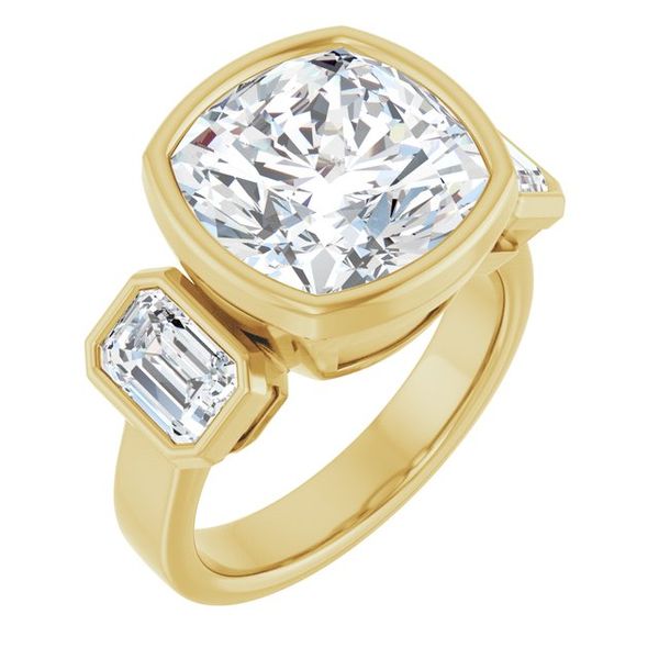 Bezel-Set Three-Stone Engagement Ring