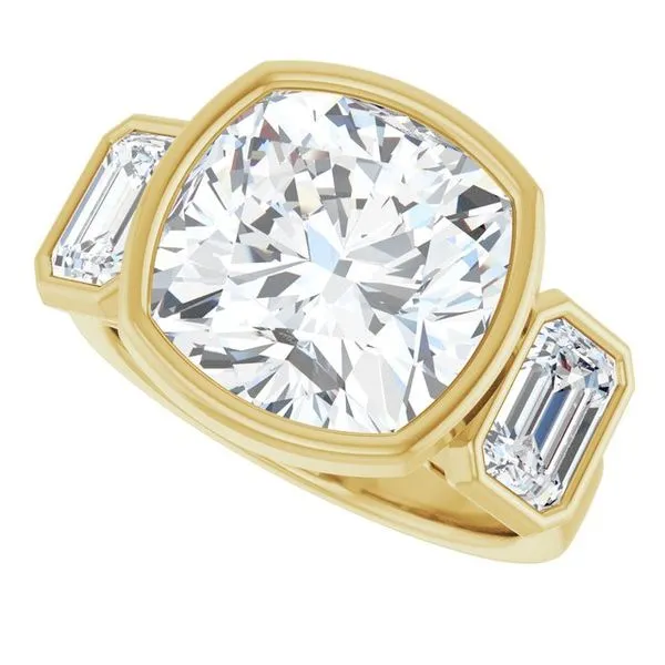 Bezel-Set Three-Stone Engagement Ring Image 5 Vulcan's Forge LLC KANSAS CITY, MO