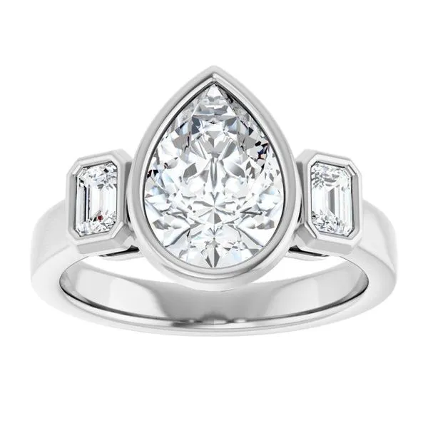 Bezel-Set Three-Stone Engagement Ring Image 3 JF Jones Jewelers Rochester, NY