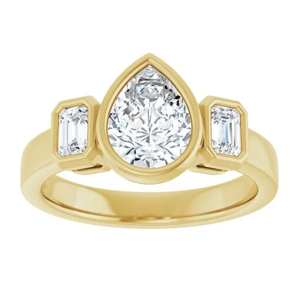 Bezel-Set Three-Stone Engagement Ring Image 3 Don's Jewelry & Design Washington, IA