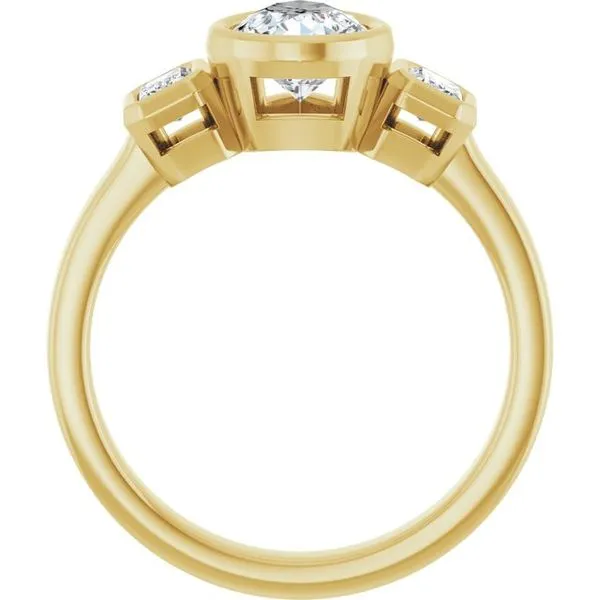 Bezel-Set Three-Stone Engagement Ring Image 2 JF Jones Jewelers Rochester, NY