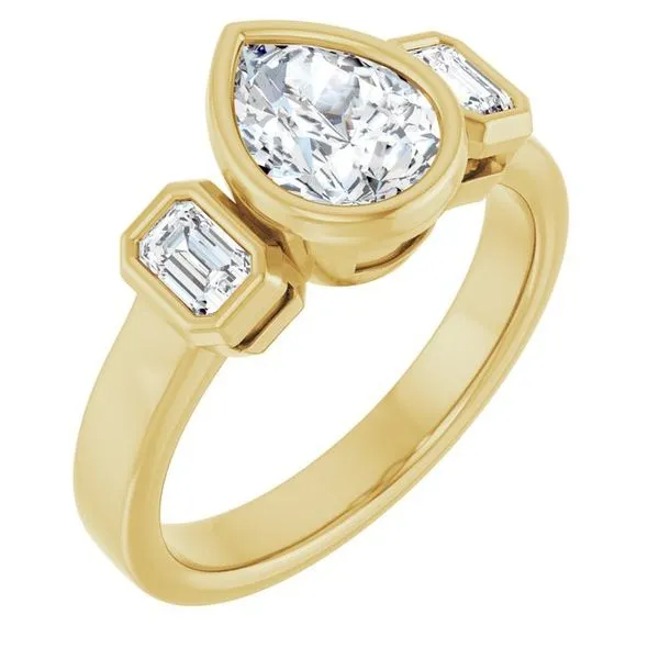 Bezel-Set Three-Stone Engagement Ring J. West Jewelers Round Rock, TX