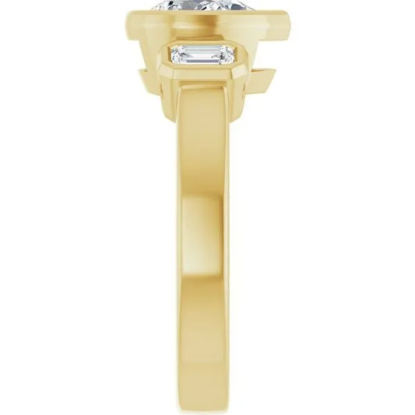 Bezel-Set Three-Stone Engagement Ring Image 4 Vulcan's Forge LLC KANSAS CITY, MO