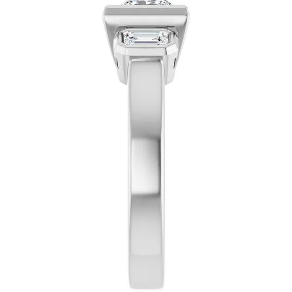 Bezel-Set Three-Stone Engagement Ring Image 4 Raleigh Diamond Fine Jewelry Raleigh, NC