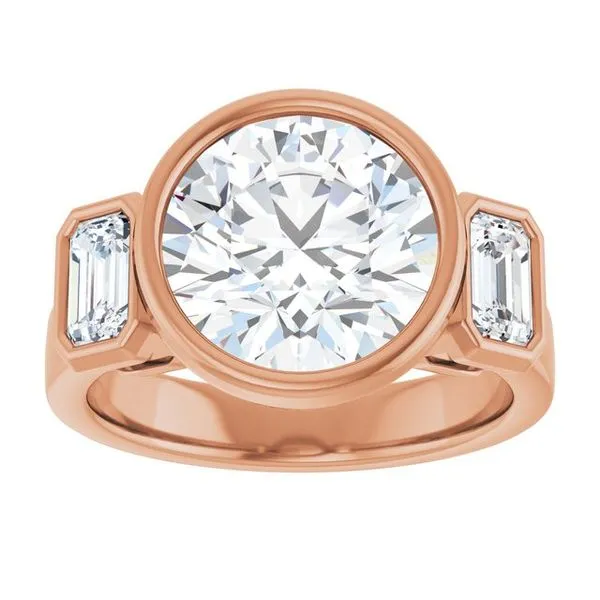 Bezel-Set Three-Stone Engagement Ring Image 3 Futer Bros Jewelers York, PA