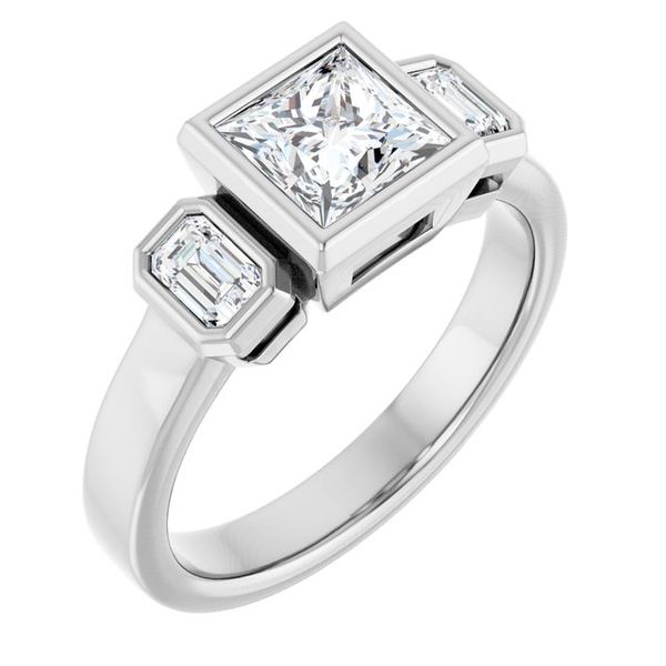 Bezel-Set Three-Stone Engagement Ring