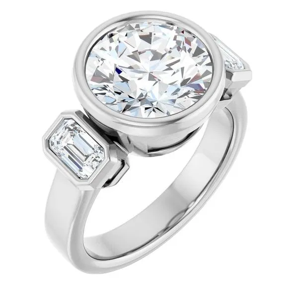 Bezel-Set Three-Stone Engagement Ring Shipley's Fine Jewelry Hampstead, MD