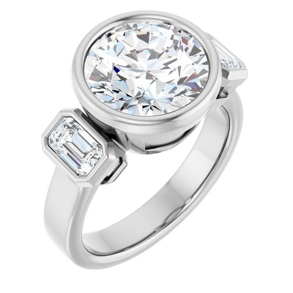Bezel-Set Three-Stone Engagement Ring