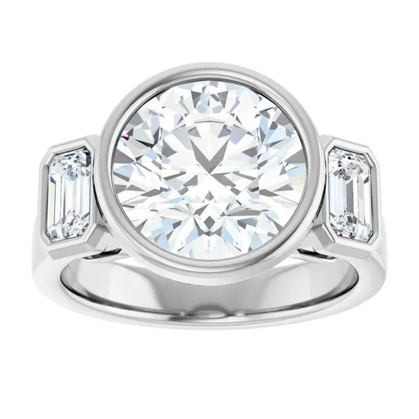 Bezel-Set Three-Stone Engagement Ring Image 3 Vulcan's Forge LLC KANSAS CITY, MO