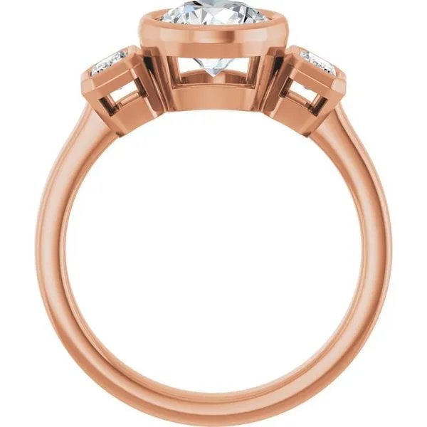 Bezel-Set Three-Stone Engagement Ring Image 2 Don's Jewelry & Design Washington, IA