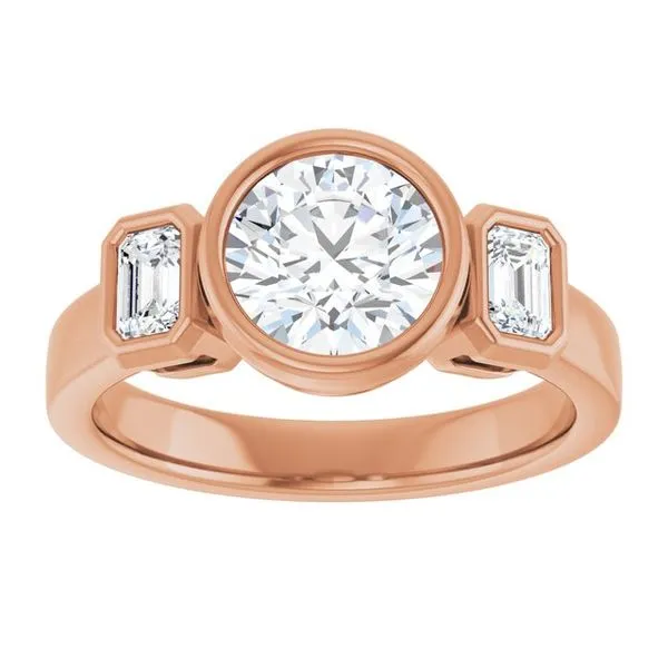 Bezel-Set Three-Stone Engagement Ring Image 3 Jimmy Smith Jewelers Decatur, AL