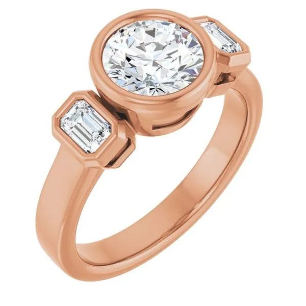 Bezel-Set Three-Stone Engagement Ring Paul James Jewelers Angels Camp, CA