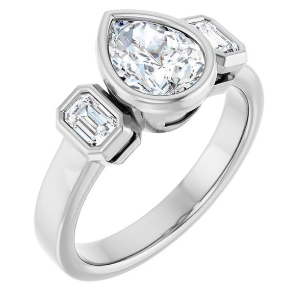 Bezel-Set Three-Stone Engagement Ring