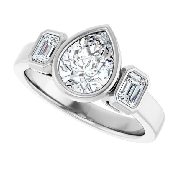 Bezel-Set Three-Stone Engagement Ring Image 5 JF Jones Jewelers Rochester, NY