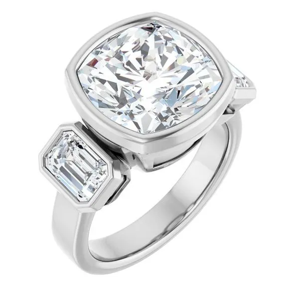 Bezel-Set Three-Stone Engagement Ring JF Jones Jewelers Rochester, NY