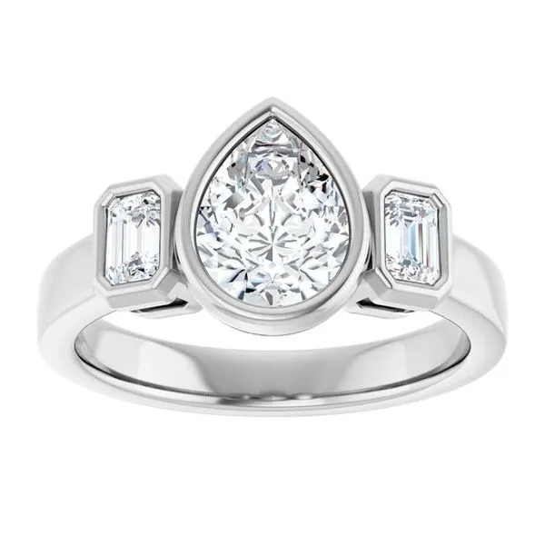 Bezel-Set Three-Stone Engagement Ring Image 3 J. Thomas Jewelers Rochester Hills, MI
