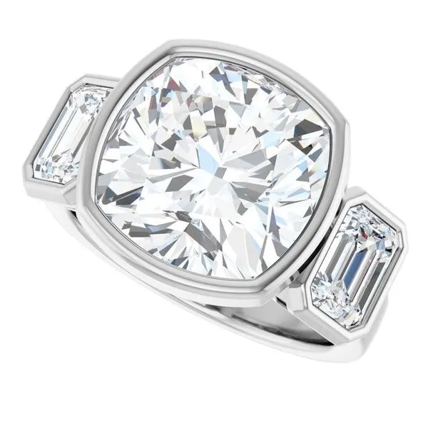 Bezel-Set Three-Stone Engagement Ring Image 5 Jimmy Smith Jewelers Decatur, AL