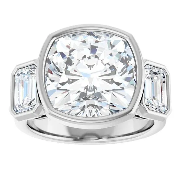 Bezel-Set Three-Stone Engagement Ring Image 3 Northwood Jewelers Northwood, OH
