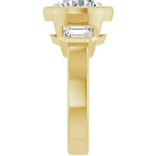 Bezel-Set Three-Stone Engagement Ring Image 4 House of Silva Wooster, OH