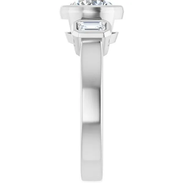 Bezel-Set Three-Stone Engagement Ring Image 4 Hudson Valley Goldsmith New Paltz, NY