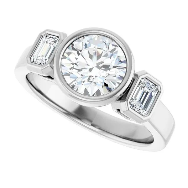 Bezel-Set Three-Stone Engagement Ring Image 5 Futer Bros Jewelers York, PA