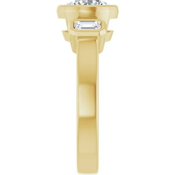 Bezel-Set Three-Stone Engagement Ring Image 4 Vulcan's Forge LLC KANSAS CITY, MO